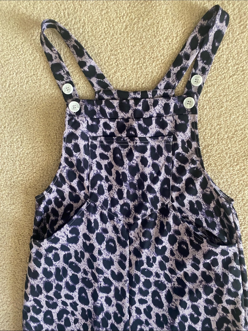 XSMALL.  HALARA LEOPARD WAFFLE  WIDE LEG OVERALLS - Picture 6 of 9